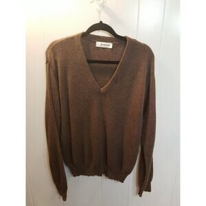 Vintage Jantzen Mens Brown Vneck Pullover Sweater Made in USA‎ Size Large